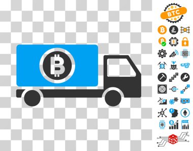 Bonus ile Bitcoin teslimat kamyonu simgesi
