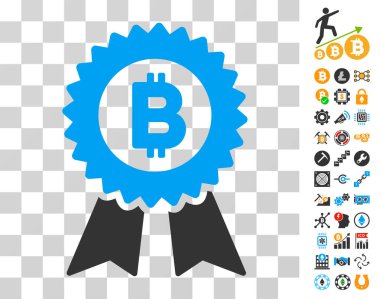 Bitcoin mühür ile Bonus ile kurdele simgesi