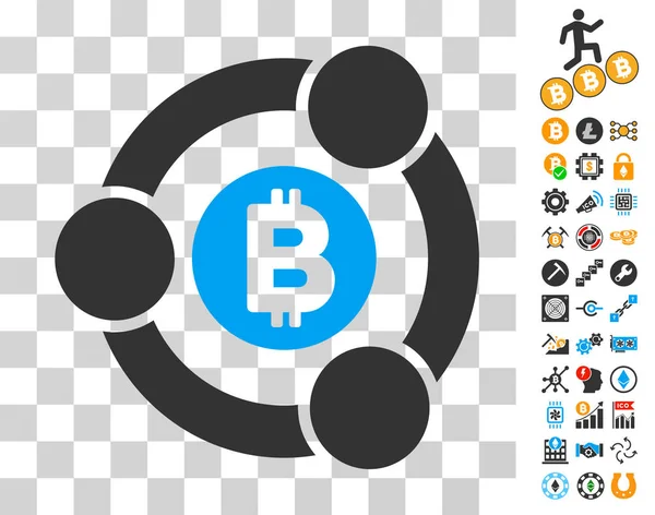 Icône de collaboration Bitcoin avec Bonus — Image vectorielle