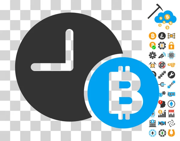 Bitcoin Credit Clock Icon with Bonus — Stock Vector