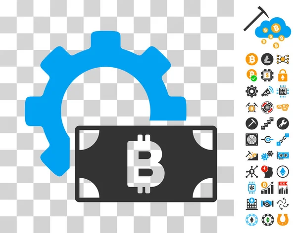 Bitcoin Cash Options Gear Icône avec Bonus — Image vectorielle