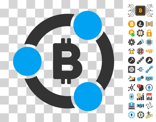 Icône de collaboration Bitcoin avec Bonus — Image vectorielle