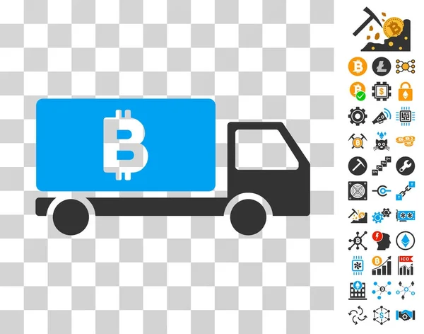 Bitcoin Delivery Car Icon with Bonus — Stock Vector