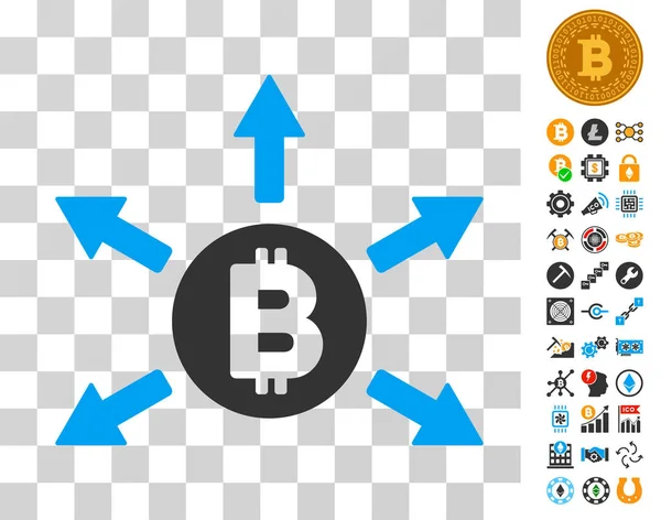 Icône d'émission Bitcoin avec bonus — Image vectorielle