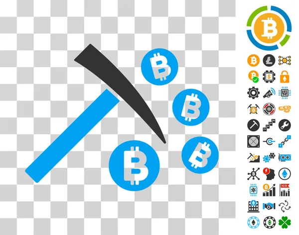 Bitcoin Icône de marteau minier avec Bonus — Image vectorielle