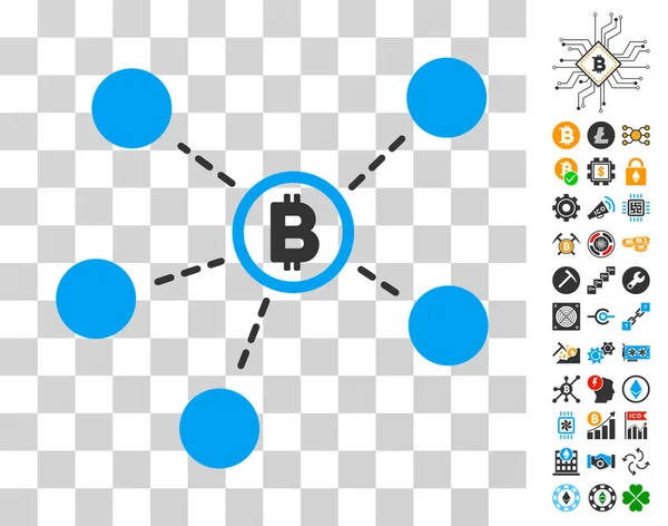 Ícone de rede Bitcoin com bônus — Vetor de Stock