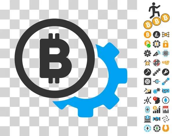 Bitcoin Options Cog Icon with Bonus — Stock Vector