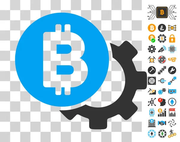 Bitcoin Options Gear Icon with Bonus — Stock Vector