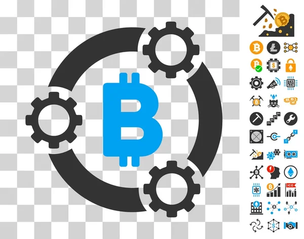 Ícone de colaboração Bitcoin Pool com bônus — Vetor de Stock