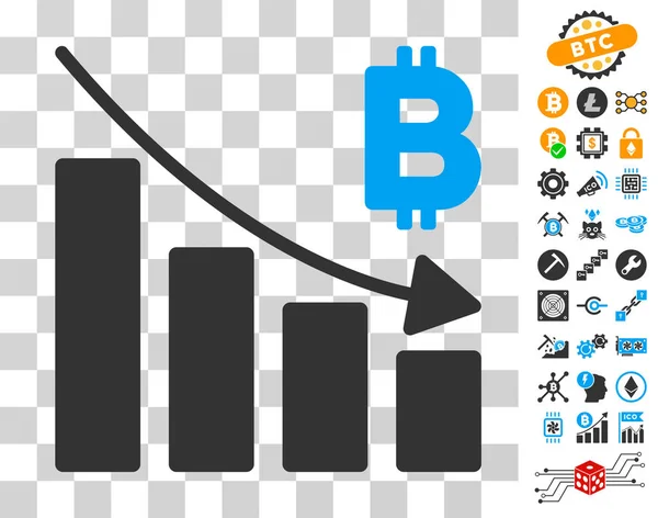 Bitcoin Recesión Bar Icono gráfico con Bono — Archivo Imágenes Vectoriales