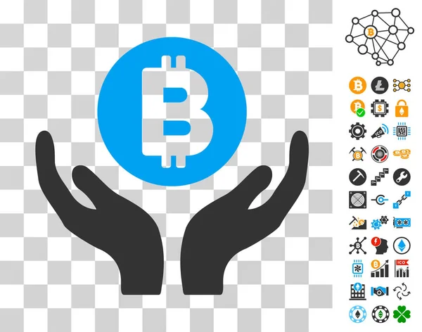 Icona di supporto Bitcoin con Bonus — Vettoriale Stock