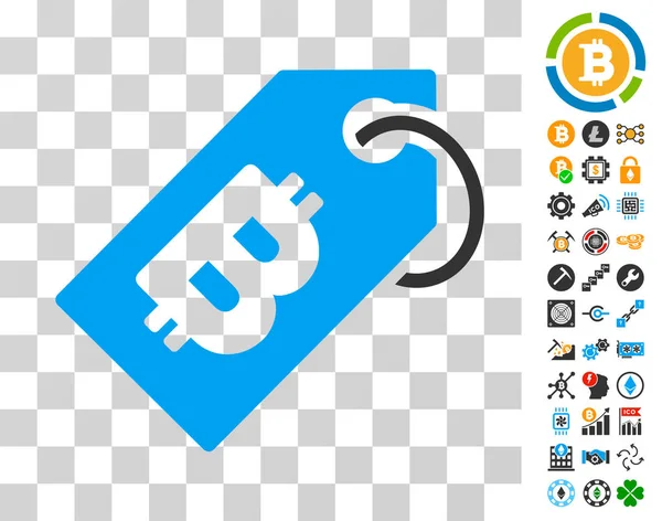 Icono de etiqueta de Bitcoin con bono — Vector de stock