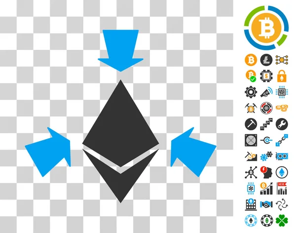 Ethereum Collect pijlen pictogram met Bonus — Stockvector