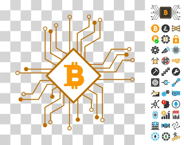 Icona circuito chip Bitcoin con bonus — Vettoriale Stock