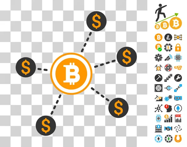 Ícone de rede Bitcoin Dollar com bônus — Vetor de Stock
