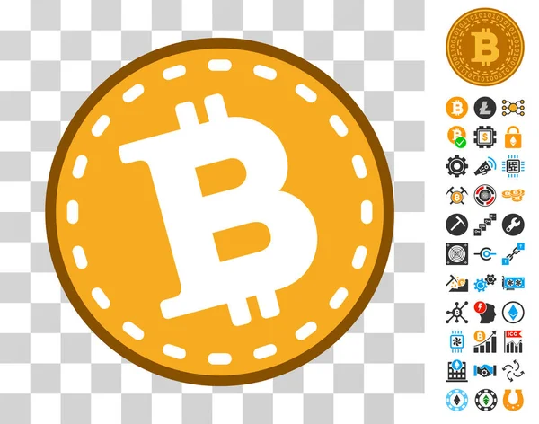 Monety Bitcoin ikona z Bonus — Wektor stockowy