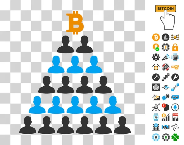Bonus ile Bitcoin Ponzi piramit simgesi — Stok Vektör