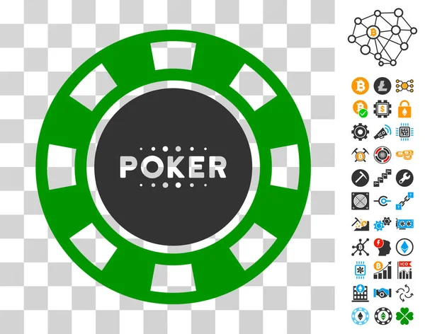 Poker Casino Chip icono con bono — Vector de stock