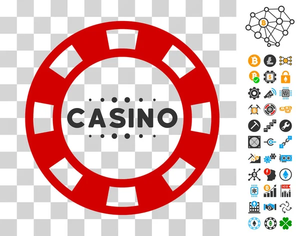 Icono de chip de casino con bono — Vector de stock