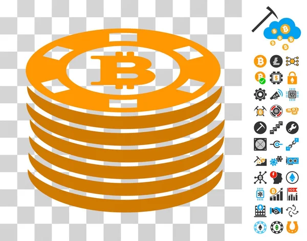 Bitcoin ikon a bónusz zsetonok — Stock Vector