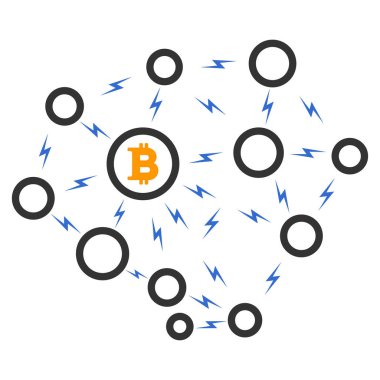 Bitcoin yıldırım ağ düz simgesi