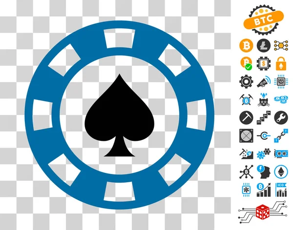 Spades Casino Chip icono con bono — Archivo Imágenes Vectoriales