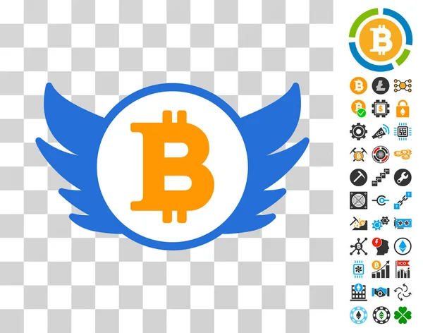 Icono de inversión de Bitcoin Angel con bono — Archivo Imágenes Vectoriales