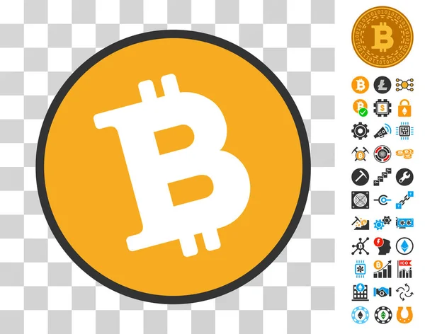 Bitcoin Coin Icon with Bonus — Stock Vector