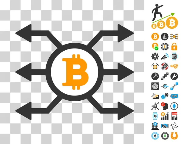 Ícone de Cashout de nó Bitcoin com bônus — Vetor de Stock