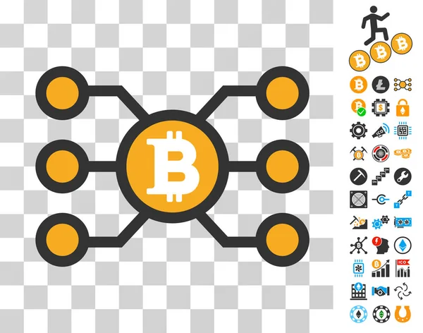 Bitcoin-Knoten verknüpft Symbol mit Bonus — Stockvektor