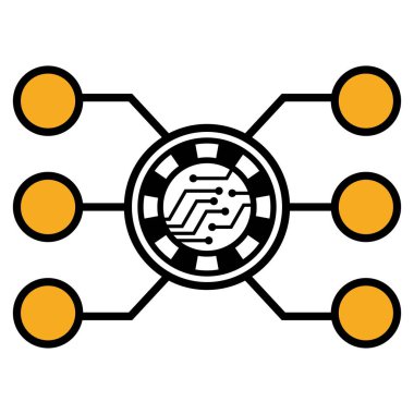 Casino çip devre düz simgesi