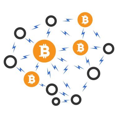 Bitcoin yıldırım ağ düz simgesi