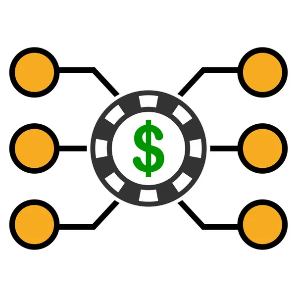 Casino Chip Circuit Flat Icon — Stock Photo, Image