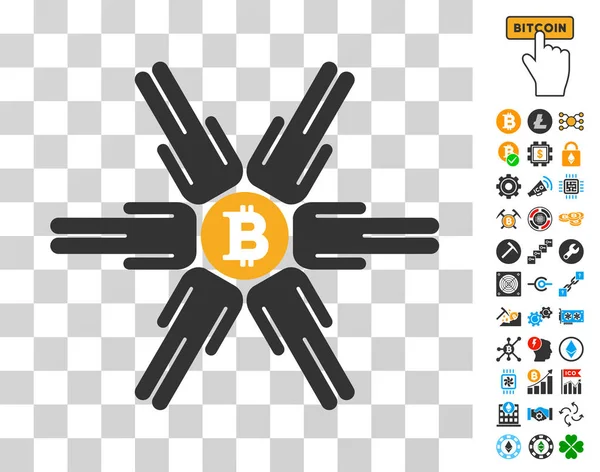 Bitcoin Pool Community Ikone mit Bonus — Stockvektor