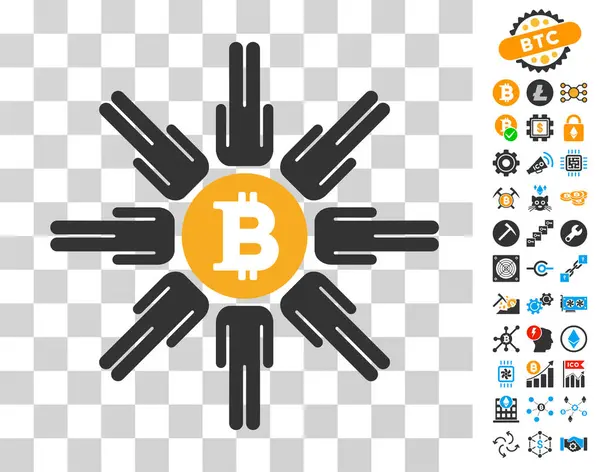Pictogram van de gebruikers van de Bitcoin zwembad met Bonus — Stockvector