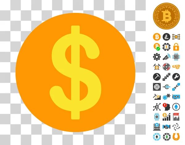 Ícone de moeda de dólar com bônus — Vetor de Stock