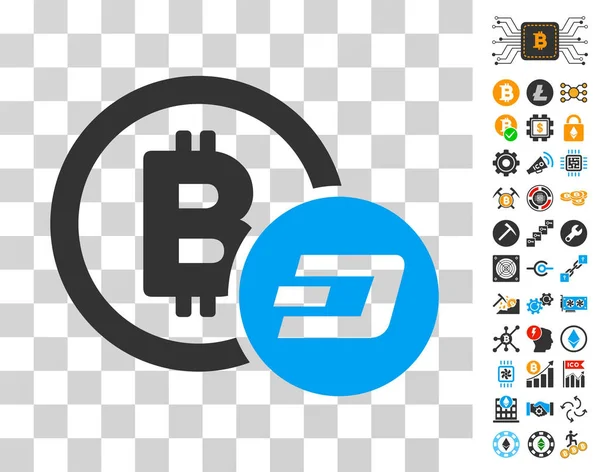 Bitcoin And Dash Icon with Bonus — Stock Vector