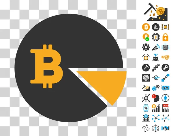Bitcoin-Kuchendiagramm-Symbol mit Bonus — Stockvektor
