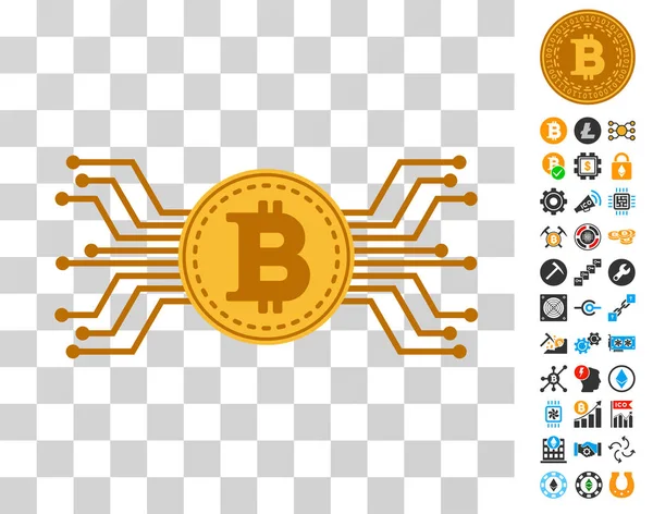 Bitcoin-Schaltung verknüpft Symbol mit Bonus — Stockvektor