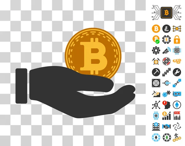 Bitcoin don Icône main avec Bonus — Image vectorielle