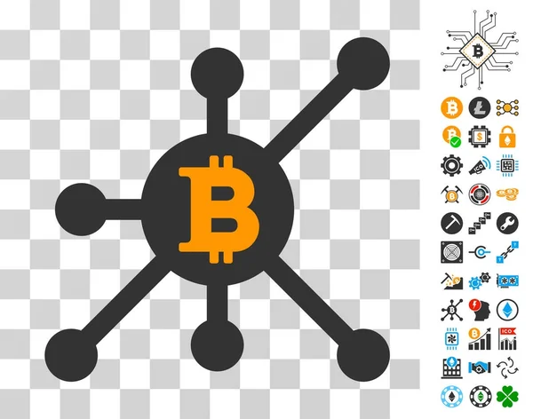 Bitcoin Masternode Connectez l'icône avec Bonus — Image vectorielle