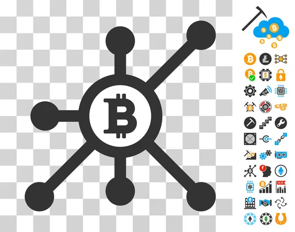 Bitcoin Node Network Icône avec Bonus — Image vectorielle