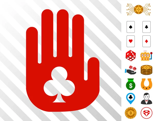 Stoppen met gokken handpictogram met Bonus — Stockvector