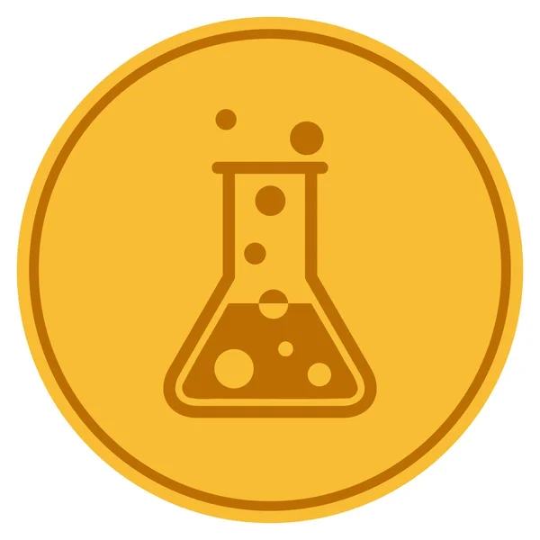 Chemistry Flask Gold Coin — Stock Vector