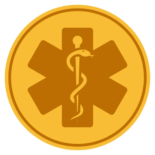 Moneda de oro emblema médico — Archivo Imágenes Vectoriales