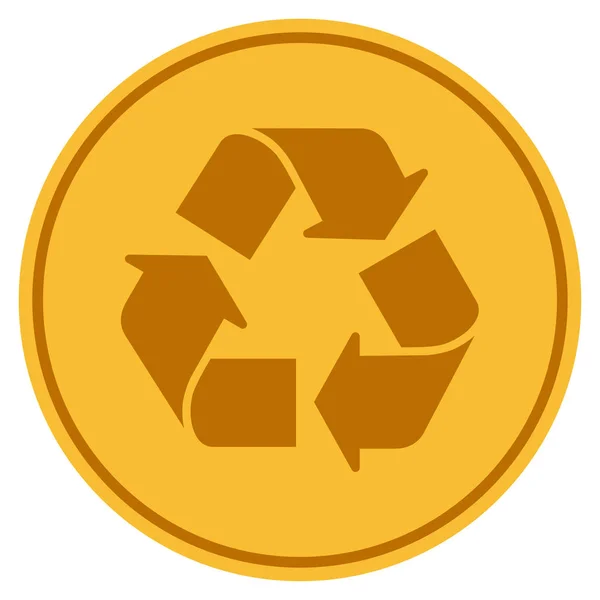 Recycling-Pfeile Goldmünze — Stockvektor