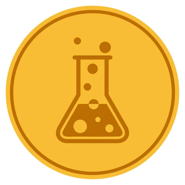 Chemistry Flask Gold Coin — Stock Photo, Image