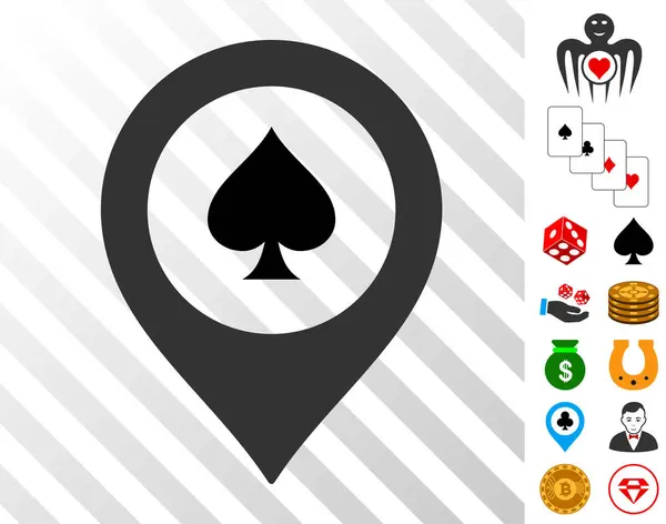 Icoon van het Marker van de kaart van het casino met Bonus — Stockvector