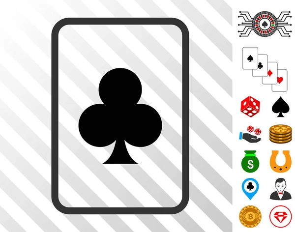 Clubes de juegos de azar icono de la tarjeta con bono — Vector de stock