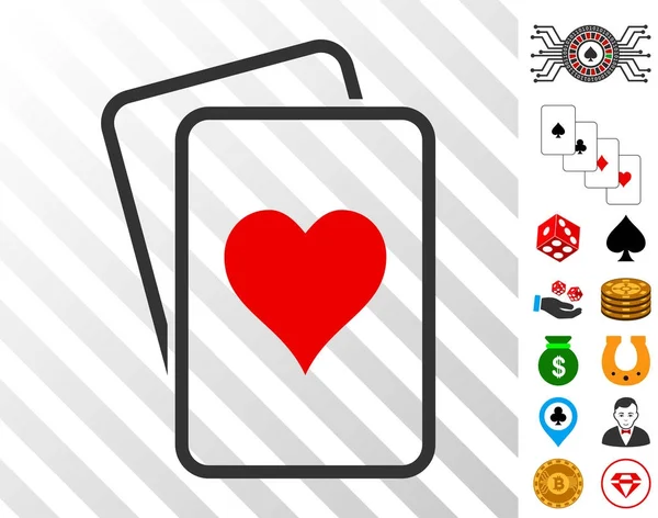 Herz Glücksspiel-Karten-Symbol mit Bonus — Stockvektor
